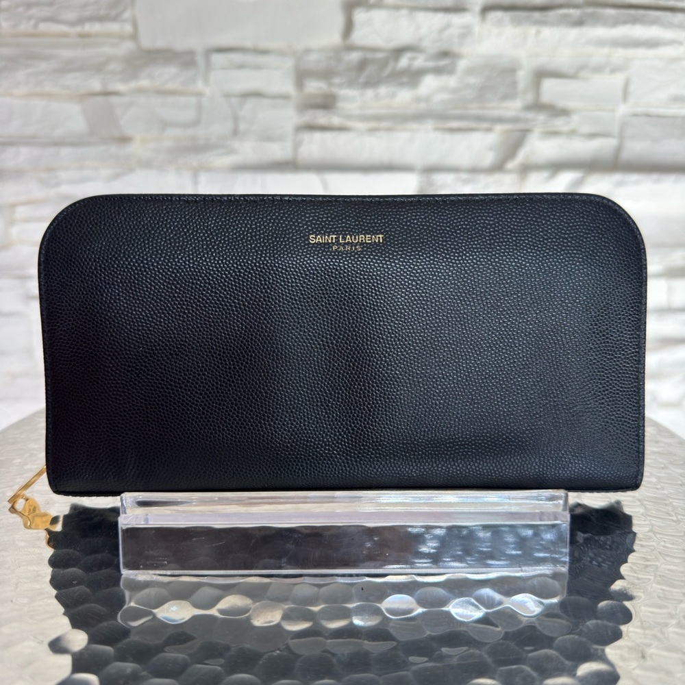 Saint Laurent Black Textured Leather Wallet